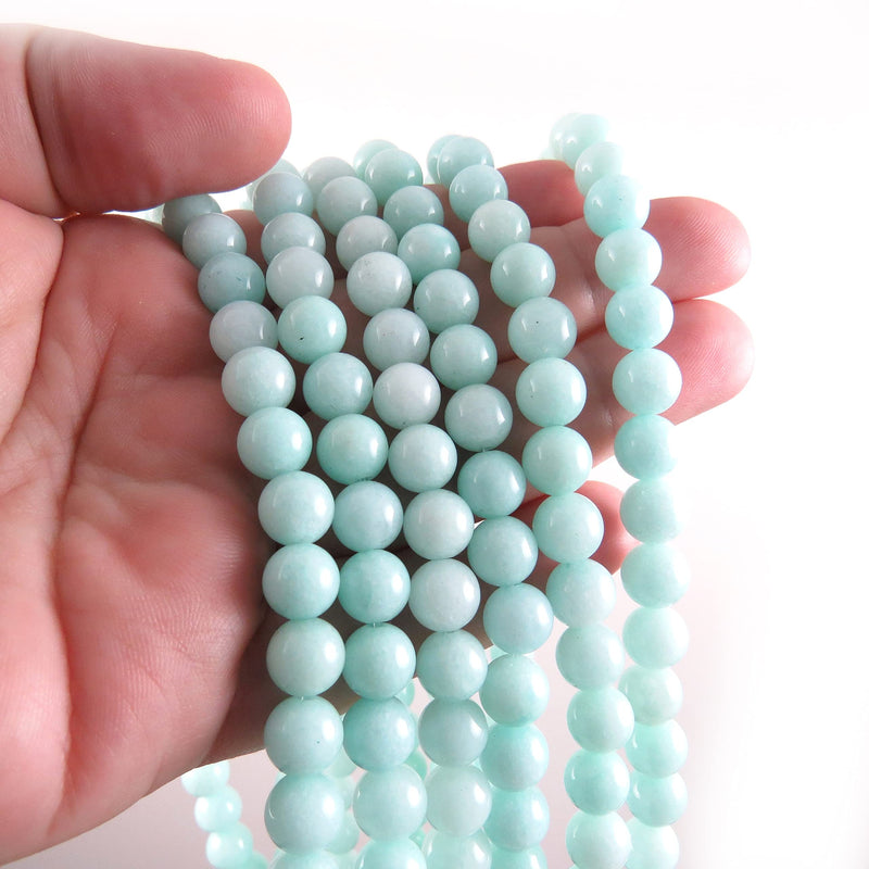 Amazon Jade Semi-precious stones 8mm round, 45 beads/15" rope (Amazon Jade 2 ropes-90 beads)