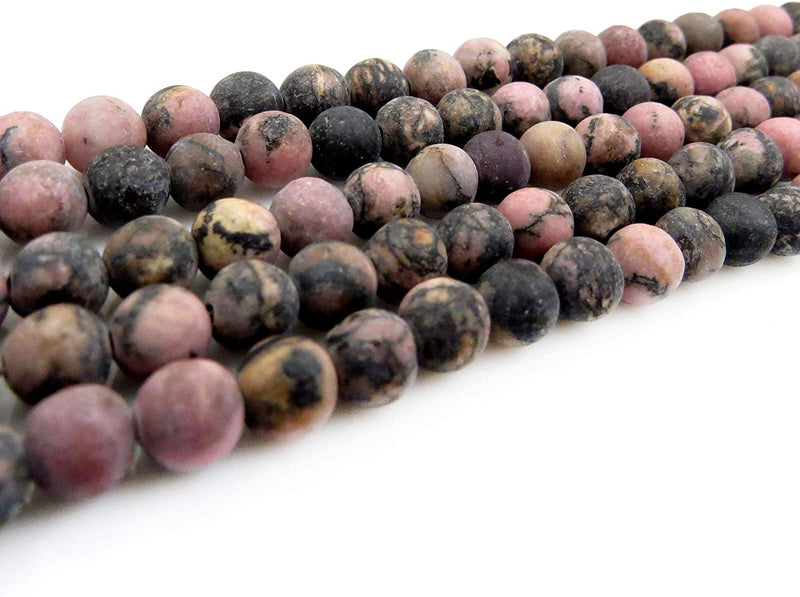 Black Rhodonite Semi-precious Stone Matte beads 6mm round, 60 beads/15" string (Black Rhodonite 6mm 1 string of 60 beads)