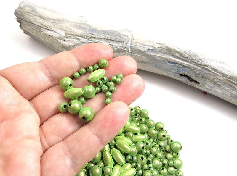 450 pcs Miracle Beads, beads acrylic, Mix of 4 styles 4,6,8mm and 6x12 oval, Mint Green