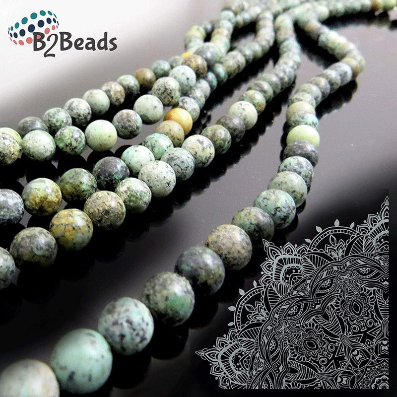African Turquoise Semi-precious stones 8mm round, 45 beads/15" rope (African Turquoise 2 ropes-90 beads)