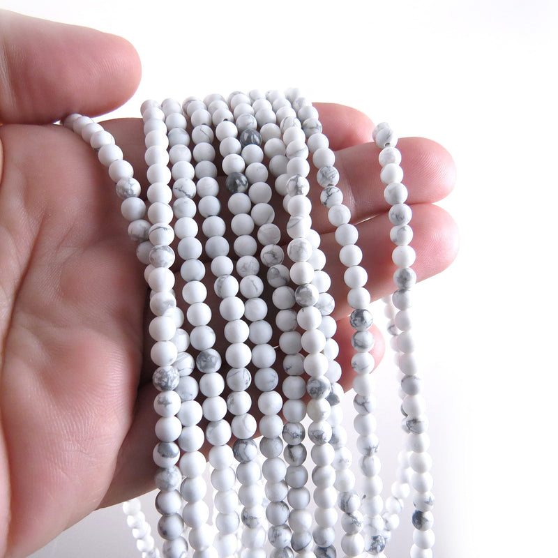 170 beads Howlite Mat Semi-precious 4mm round (Howlite Mat 4mm 2 strings-170 beads)