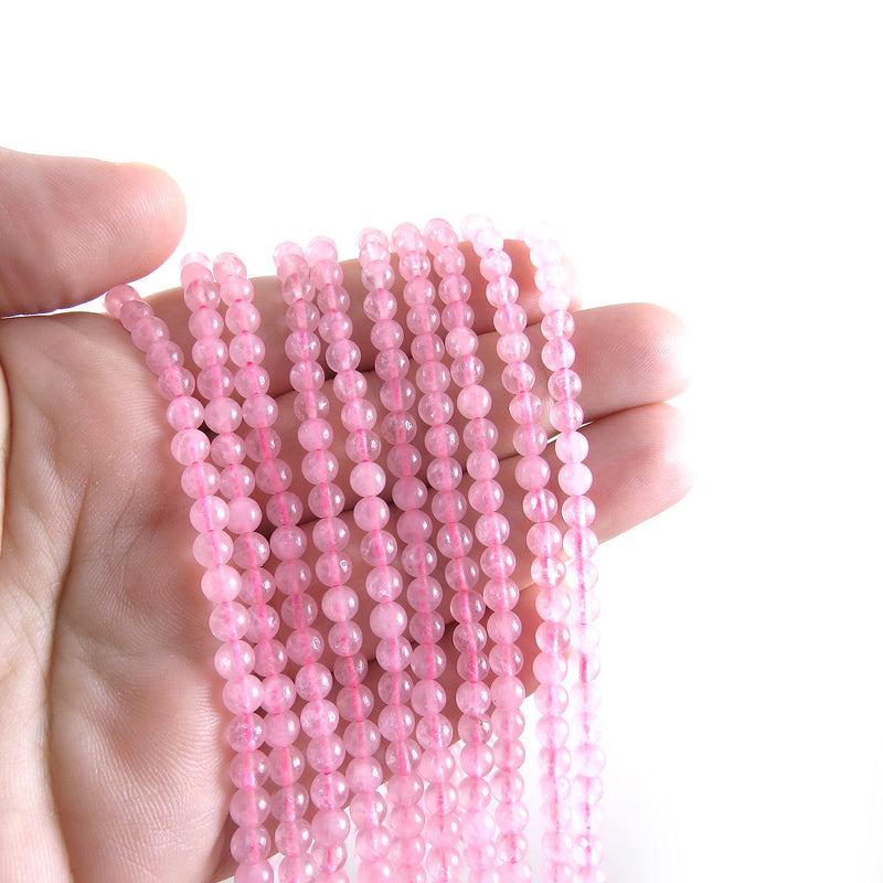 170 beads Semi-precious Rose Quartz 4mm round (Rose Quartz 4mm 2 strings-170 beads)