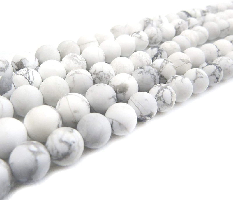 Howlite Semi-precious Stone Matte, beads round 8mm, 45 beads/15" cord (Howlite 1 cord-45 beads)