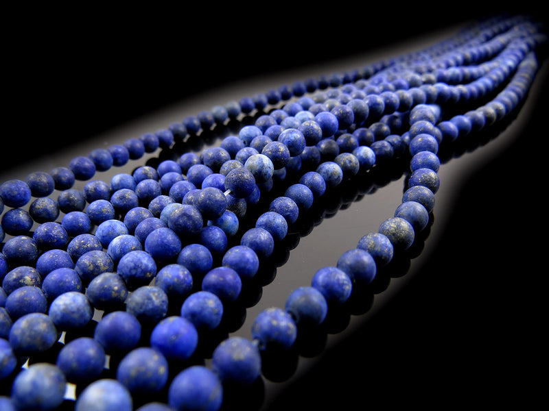 170 billes Lapis Lazuli Mat Semi-précieuse 4mm ronde (Lapis Lazuli Mat 4mm 2 cordes-170 billes)