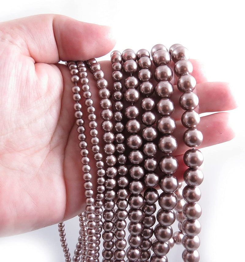 556pcs Glass Beads Collection, 4 sizes 4-6-8-10mm color Sienna