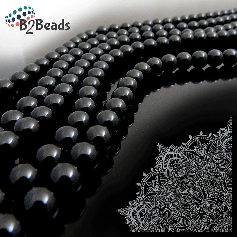 Blackstone Semi-precious stones 8mm round, 45 beads/15" rope (Blackstone Jasper 2 ropes-90 beads)