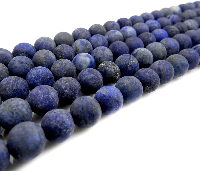 Lapis Lazuli Semi-precious Stone Matte, beads round 8mm, 45 beads/15" cord (Lapis Lazuli 1 cord-45 beads)