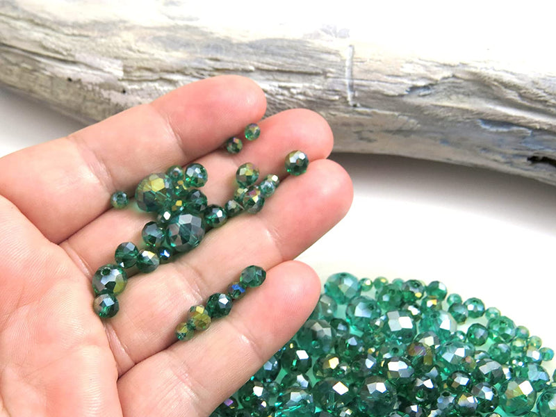 300 pcs Faceted Crystal Rings, Mix of 4 sizes, Teal AB
