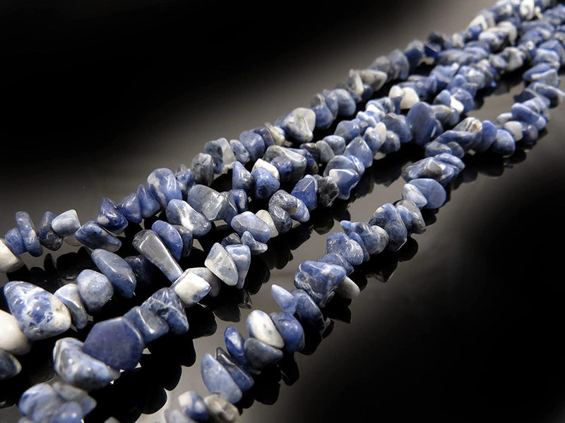 Sodalite Chips semi-precious stone, 2 strings 32" each, beads irregular size 4 to 7mm