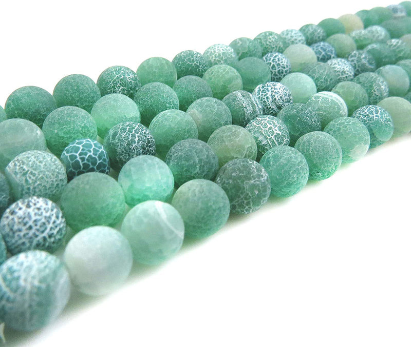 Green Fire Crackle Agate Semi-precious Stone Matte, beads round 8mm, 45 beads/15" rope (Green Fire Crackle Agate 1 rope-45 beads)