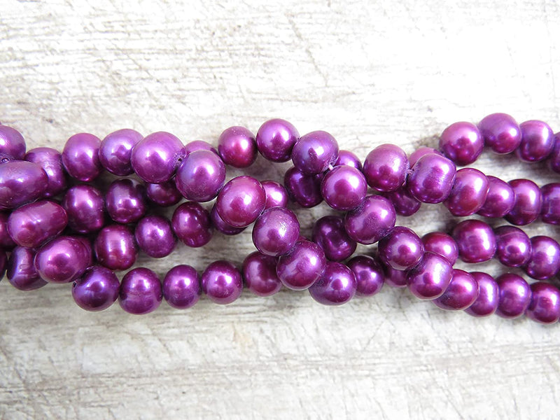 104pcs Perles d'eau douce naturelles 7-8mm, couleur Violet teinte