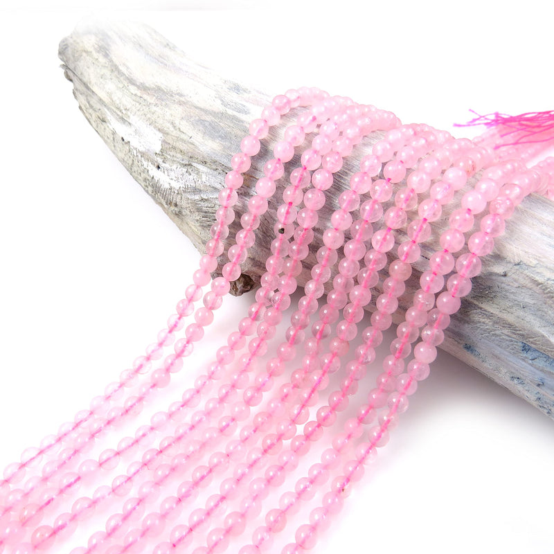 85 beads Semi-precious Pink Quartz 4mm round (Pink Quartz 4mm 1 string-85 beads)