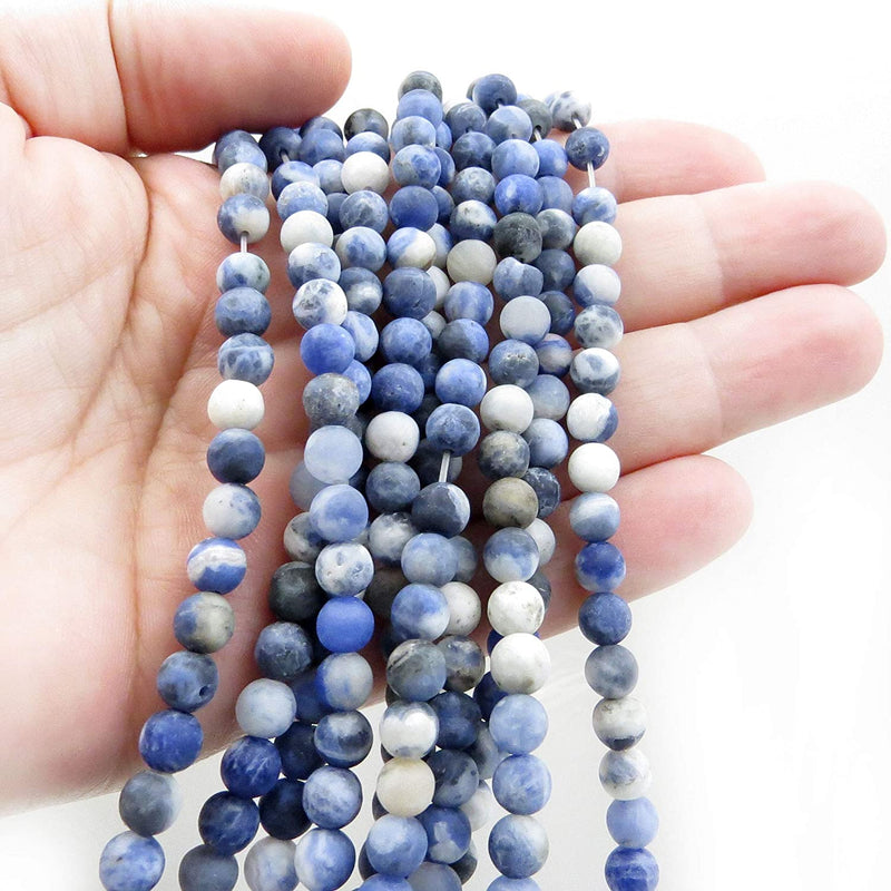 Sodalite Semi-precious Stone Matte beads 6mm round, 60 beads/15" rope (Sodalite 6mm 1 rope of 60 beads)