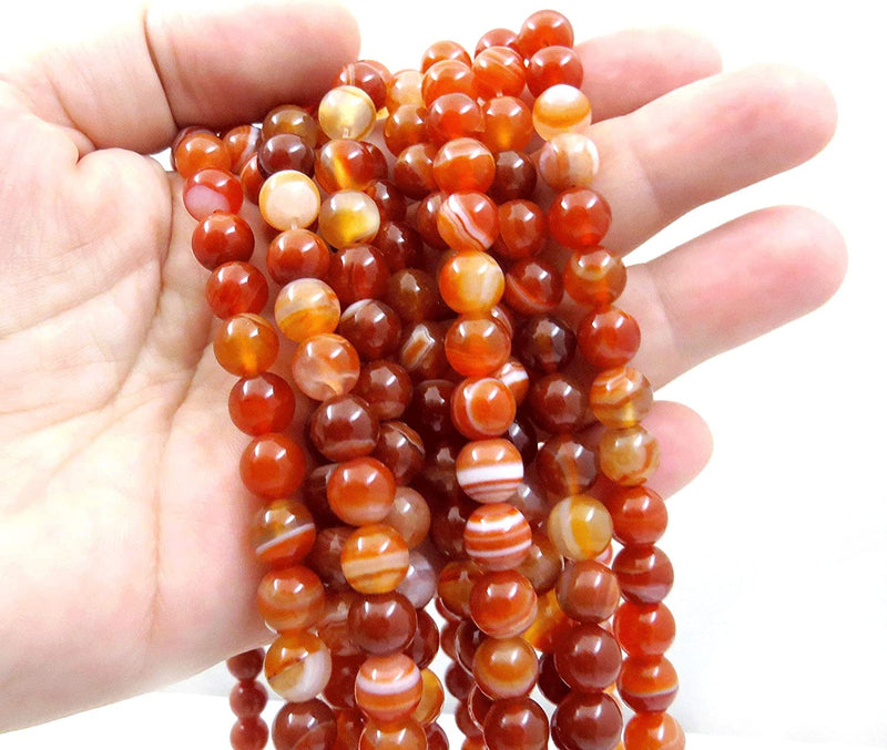 Red Lace Agate Semi-precious stones 8mm round, 45 beads/15" rope (Red Lace Agate 1 rope-45 beads)