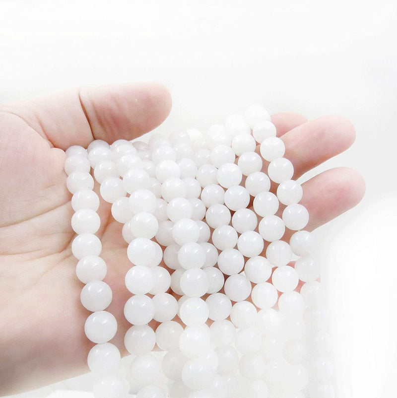 Snow Quartz Semi-precious stones 8mm round, 45 beads/15" rope (Snow Quartz 1 rope-45 beads)