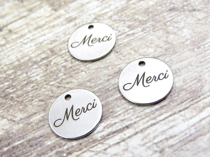 12 pcs Stainless steel "Thank you 12mm Round Charm