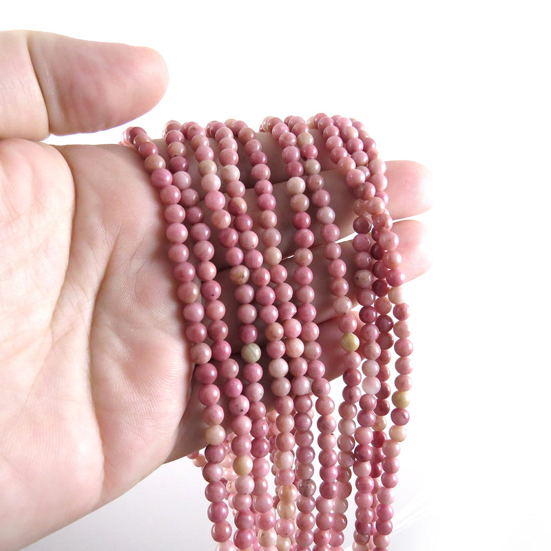 170 beads Semi-precious Rhodonite 4mm round (Rhodonite 4mm 2 strings-170 beads)