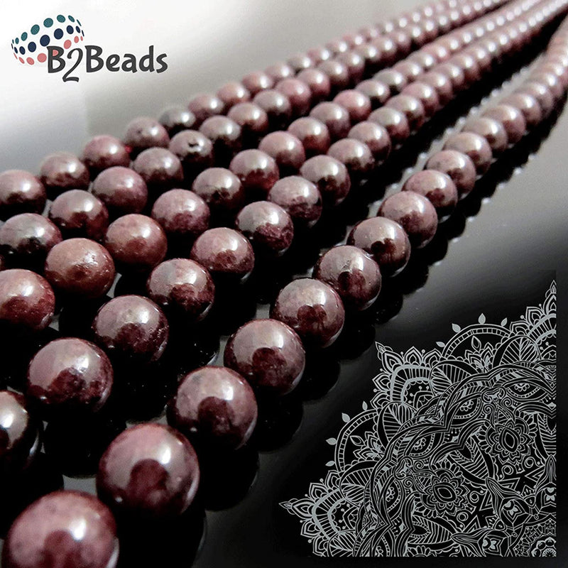 Garnet Semi-precious stones 8mm round, 45 beads/15" rope (Garnet 2 ropes-90 beads)