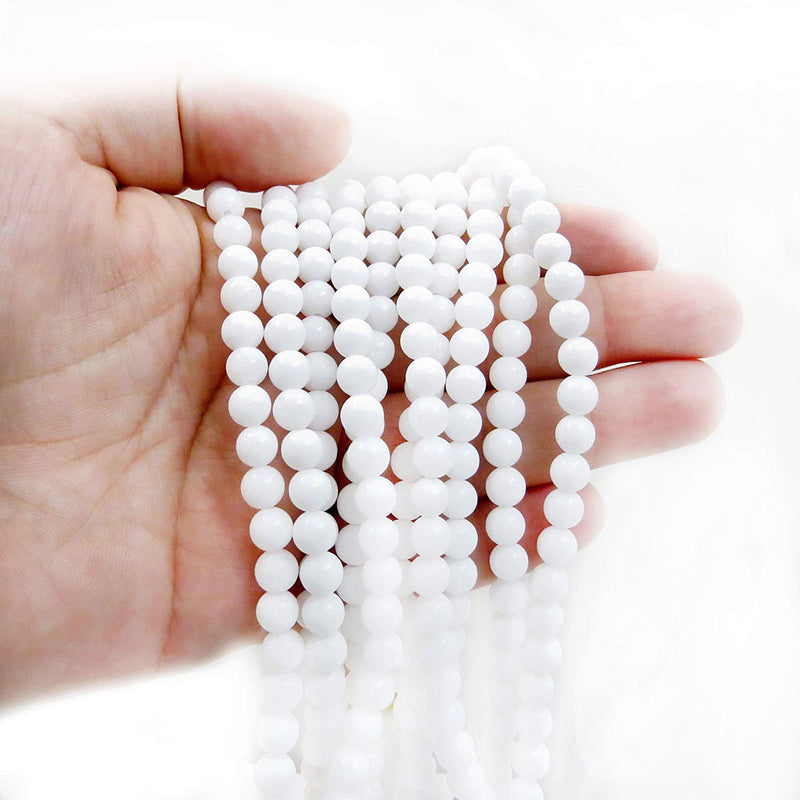 Semi-precious stones 6mm round, 60 beads/15" string (Milky Quartz 6mm 1 string of 60 beads)