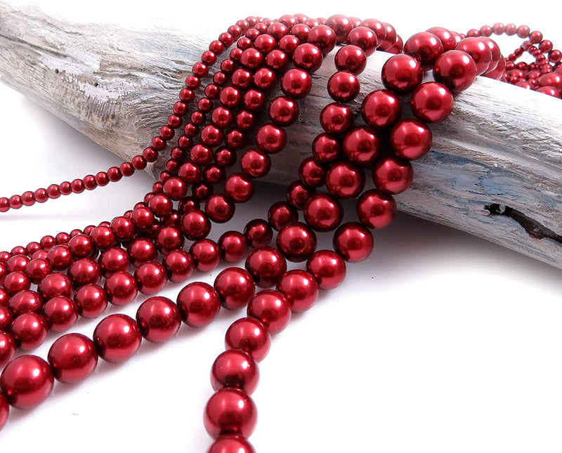 556pcs Glass Beads Collection, 4 sizes 4-6-8-10mm color Red