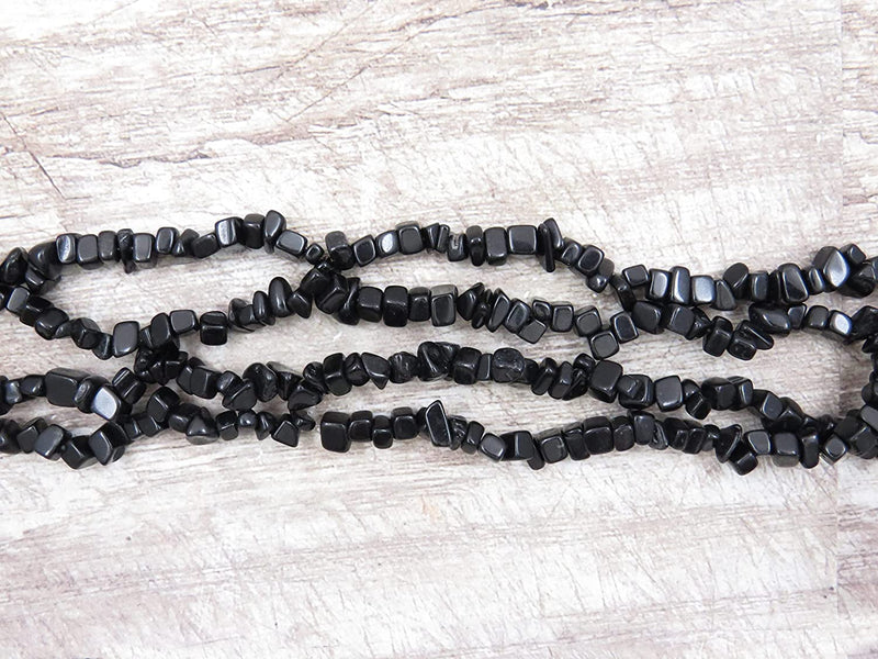 Blackstone Jasper Chips semi-precious stone, 2 strings 32" each, beads irregular size 4 to 7mm