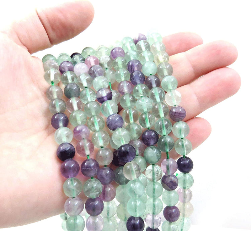 Fluorite Semi-precious stones 8mm round, 45 beads/15" rope (Rainbow Fluorite 1 rope-45 beads)
