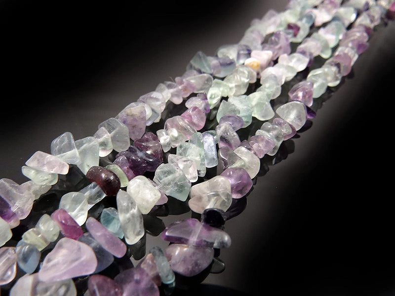 Rainbow Fluorite Chips Semi-precious stone, 2 strings 32" each, beads irregular size 4 to 7mm