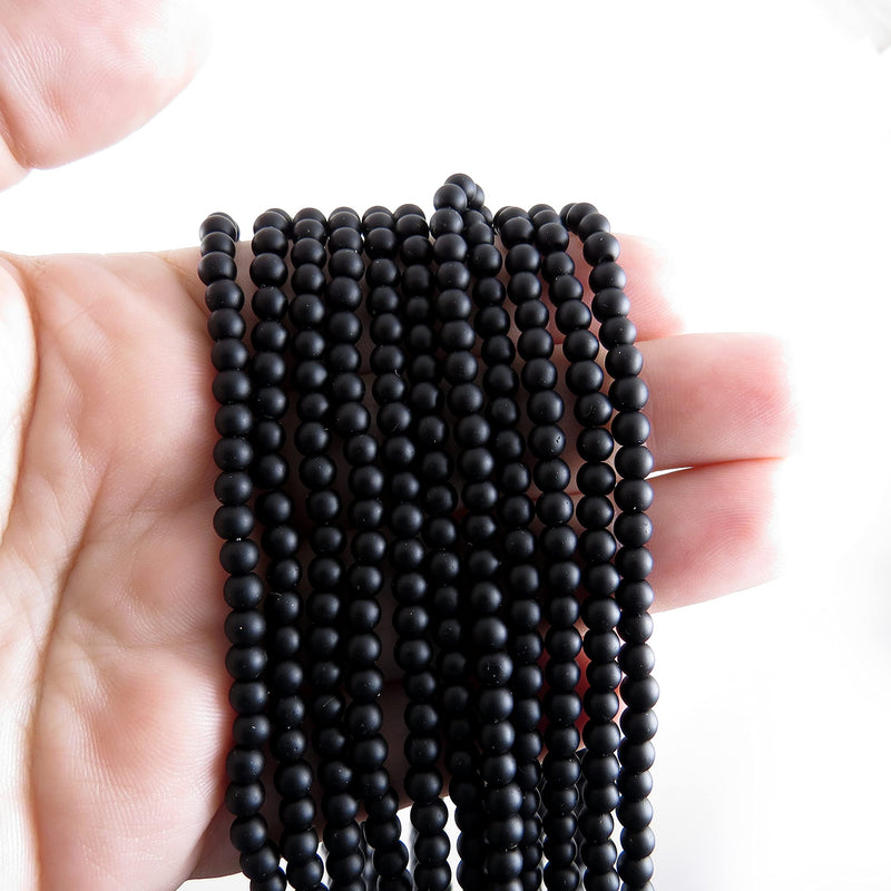 85 beads Semi-precious Blackstone Jasper Mat 4mm round (Blackstone Jasper Mat 4mm 1 string-85 beads)