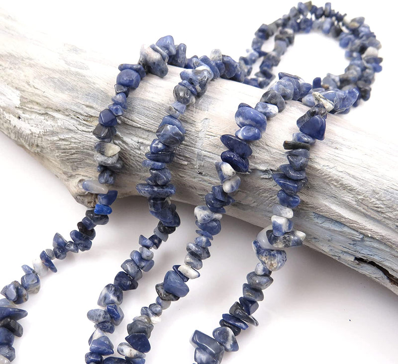 Sodalite Chips semi-precious stone, 2 strings 32" each, beads irregular size 4 to 7mm
