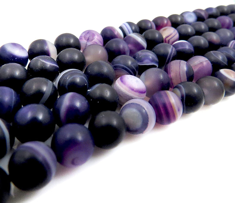 Purple Lace Agate Semi-precious Stone Matte, beads round 8mm, 45 beads/15" rope (Purple Lace Agate 2 ropes-90 beads)