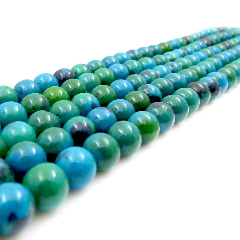 Azurite Chrysocolla Semi-precious stones 8mm round, 45 beads/15" string (Azurite Chrysocolla 2 strings-90 beads)
