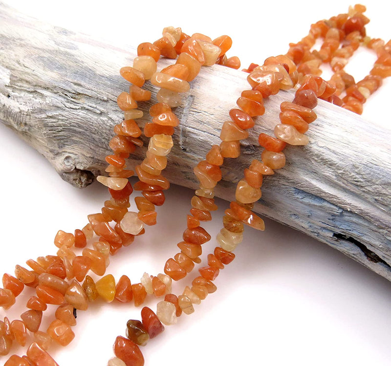 Aventurine Red Chips Semi-precious stone, 2 strings 32" each, beads irregular size 4 to 7mm