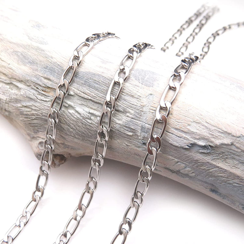 10m Stainless Steel Chain Figaro Curb 4.5x6.5mm-4.5x10mm