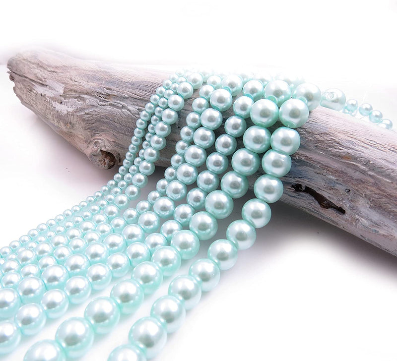 556pcs Glass Beads Collection, 4 sizes 4-6-8-10mm color Light Blue
