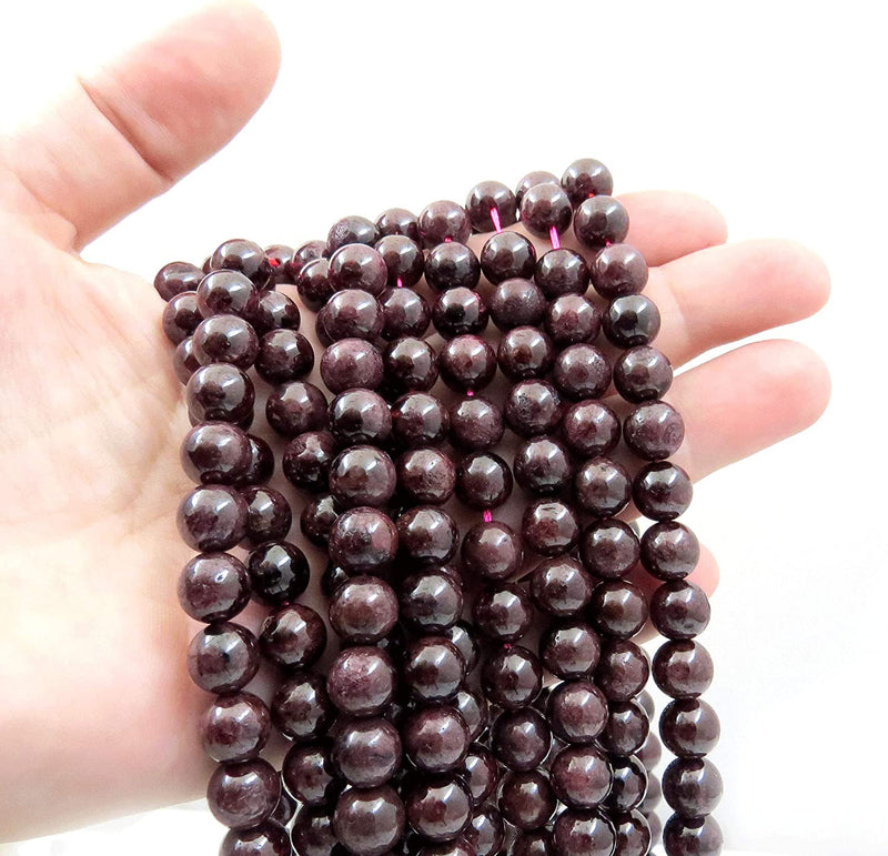 Garnet Semi-precious stones 8mm round, 45 beads/15" rope (Garnet 1 rope-45 beads)