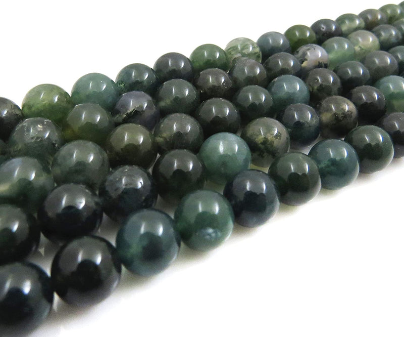 Agate Mousse Pierres semi-précieuses 6mm ronde, 60 billes/15” corde (Moss Agate 6mm 2 cordes-120 billes)