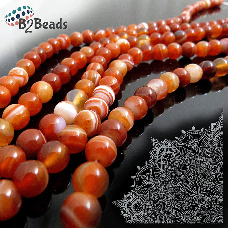 Red Lace Agate Semi-precious stones 8mm round, 45 beads/15" rope (Red Lace Agate 1 rope-45 beads)