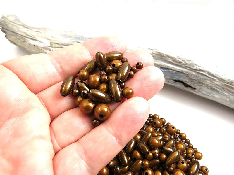 450 pcs Miracle Beads, beads acrylic, Mix of 4 styles 4,6,8mm and 6x12 oval, Brown