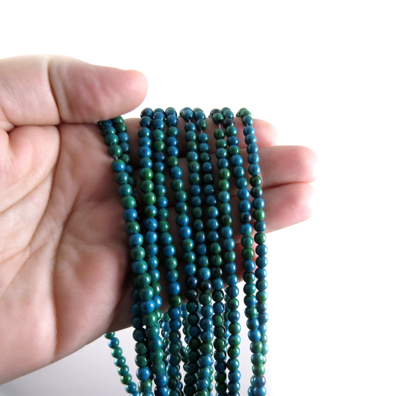 85 beads Azurite Chrysocolla Semi-precious 4mm round (Azurite Chrysocolla 4mm 1 string-85 beads)
