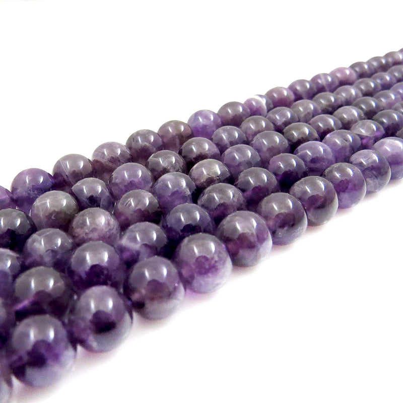 Amethyst Semi-precious stones 8mm round, 45 beads/15" rope (Amethyst 2 ropes-90 beads)