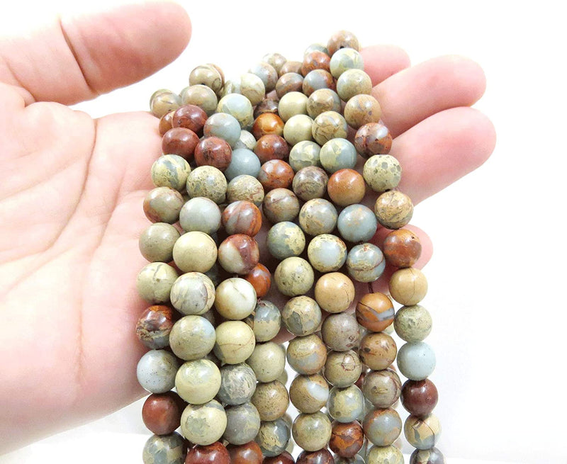 Aqua Terra Jasper 8mm round semi-precious stones, 45 beads/15" rope (Aqua Terra Jasper 1 rope-45 beads)