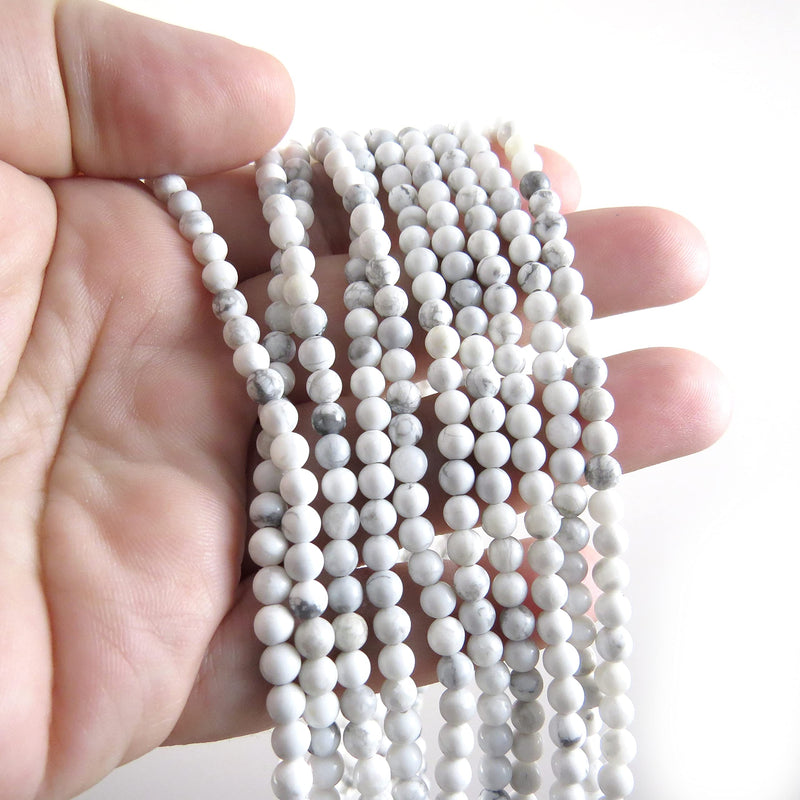85 beads Semi-precious Howlite 4mm round (Howlite 4mm 1 string-85 beads)