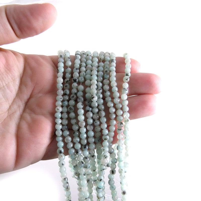 85 beads Semi-precious Kiwi Sesame Jasper 4mm round (4mm 1 string-85 beads)