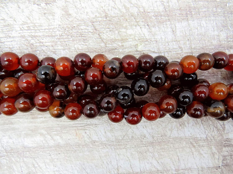 Natural Agate Semi-precious Stones 8mm round, 45 beads/15" string (Natural Dark Agate 2 strings-90 beads)