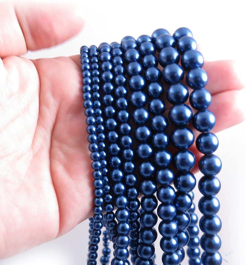 556pcs Collection de Perles de Verre, 4 formats 4-6-8-10mm couleur Cobalt Bleu