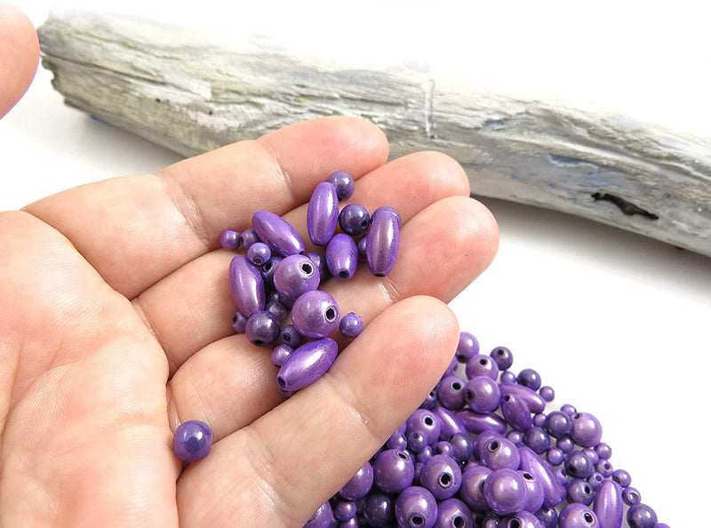 450 pcs Miracle Beads, beads acrylic, Mix of 4 styles 4,6,8mm and 6x12 oval, Purple