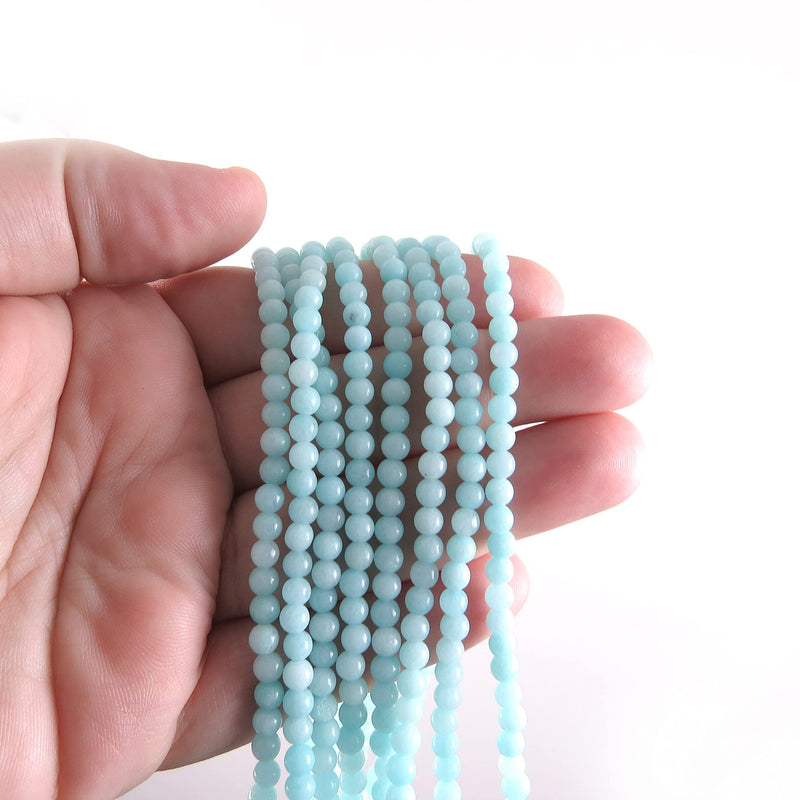 170 beads Amazon Semi-precious Jade 4mm round ( 4mm 2 strings-170 beads)