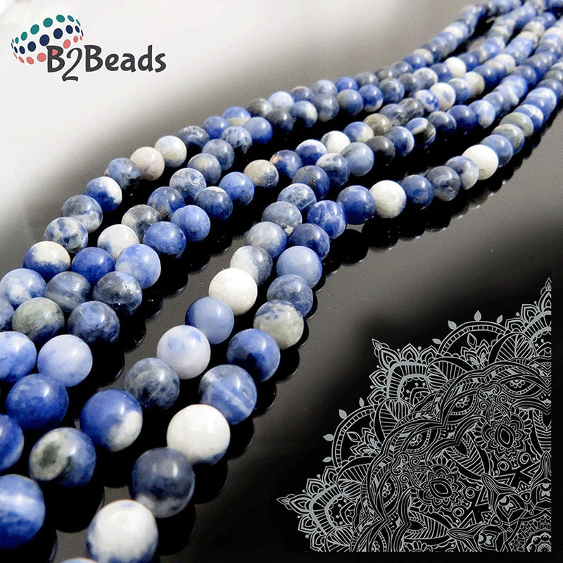 Sodalite Semi-precious stones 8mm round, 45 beads/15" rope (Sodalite 1 rope-45 beads)
