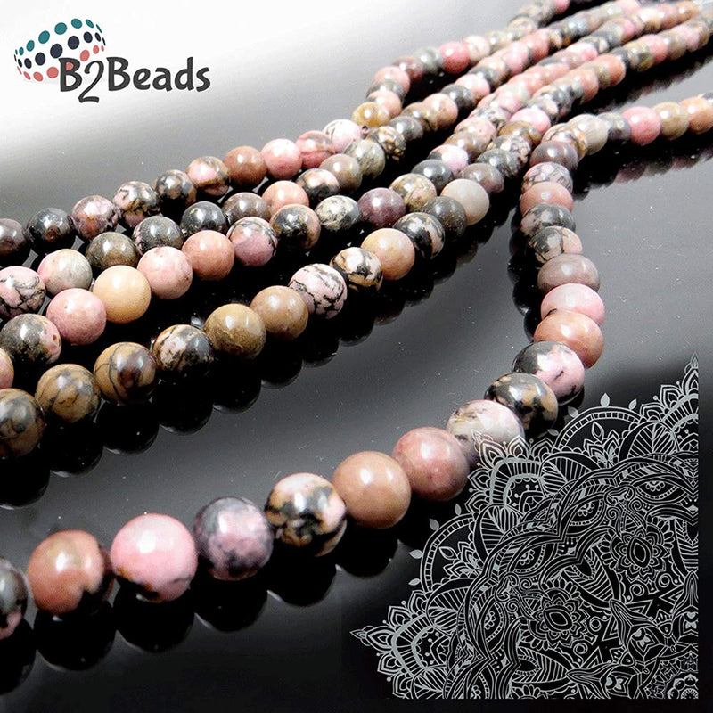 Black Rhodonite Semi-precious stones 8mm round, 45 beads/15" string (Black Rhodonite 1 string-45 beads)