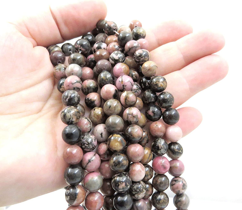 Black Rhodonite Semi-precious stones 8mm round, 45 beads/15" string (Black Rhodonite 1 string-45 beads)